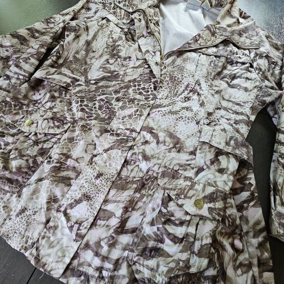 Chico's Zenergy Animal Print Polyester Zip-Front Windbreaker Rain Jacket XL (3) - Picture 3 of 9